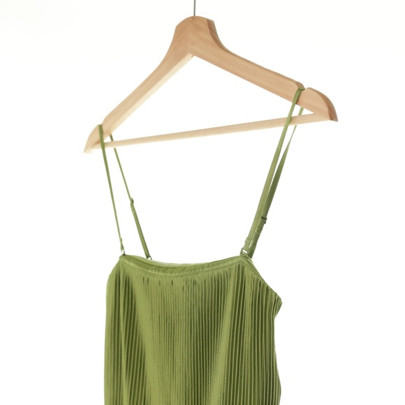 Abercrombie & Fitch Pleat Release Satin Strapless Green Midi Dress Womens XSP - Picture 7 of 13